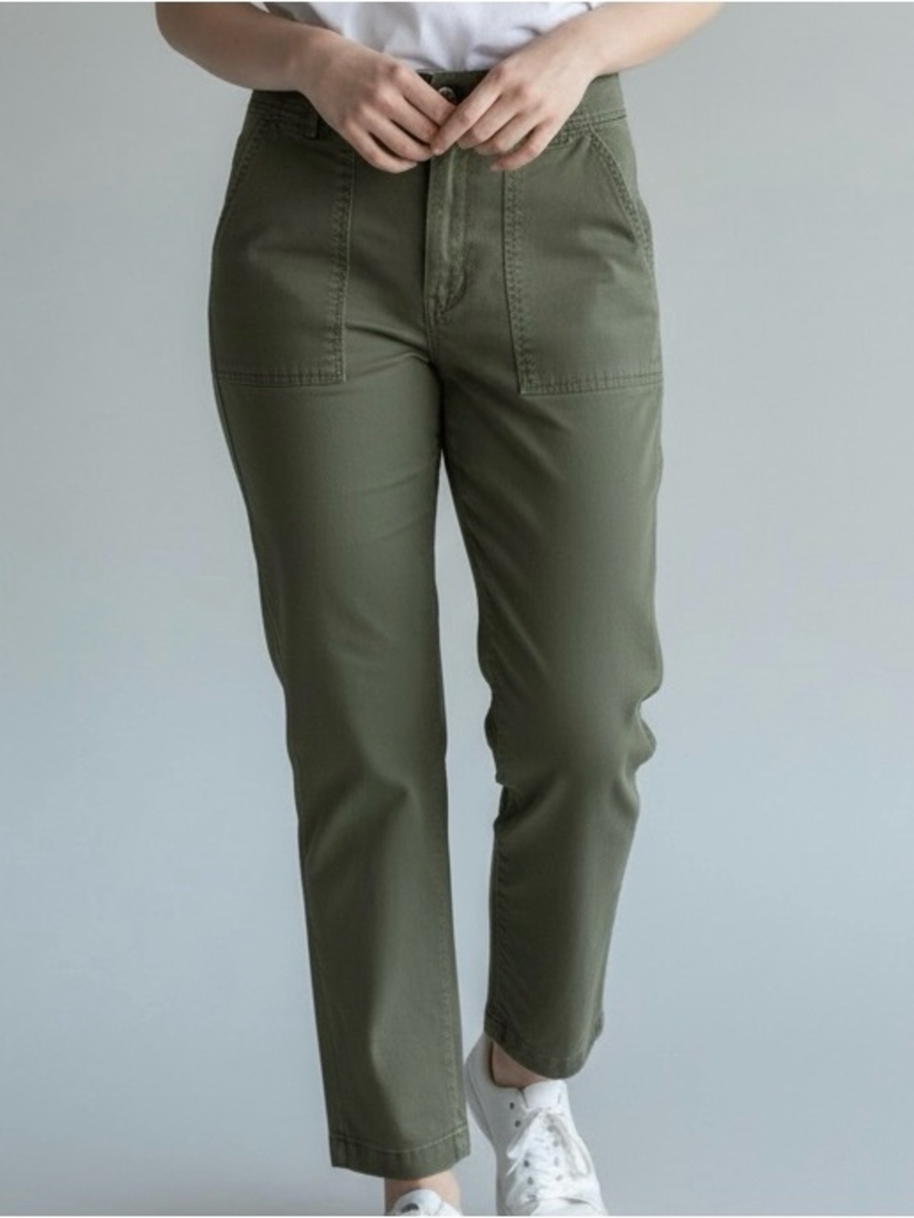 H&M Olive Green Casual Pants Women’s 10 Canvas Cotton